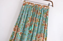 Boho Skirt, Hippie Skirts, Maxi Skirt, Calida in Green