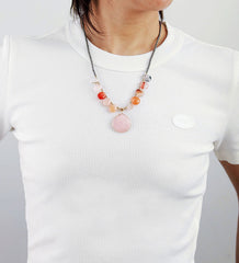 Boho Necklace, Rose Quartz Pendant Necklace