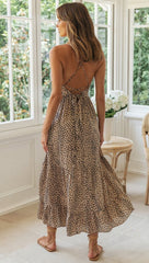 Boho Maxi Dress, Strappy, Luisa Brown Tiger