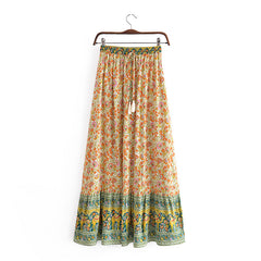 Boho Skirt, Hippie Skirts, Maxi Skirt, Esme Flower in Yellow Green