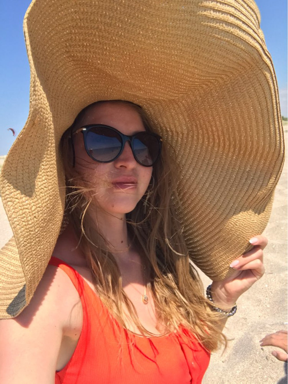 Boho Hat, Sun Beach Hat, Extra Wide Brim Paper Hat, Floria in Black, Olive, Blue and 20 colors  (Soft, 25 cm)