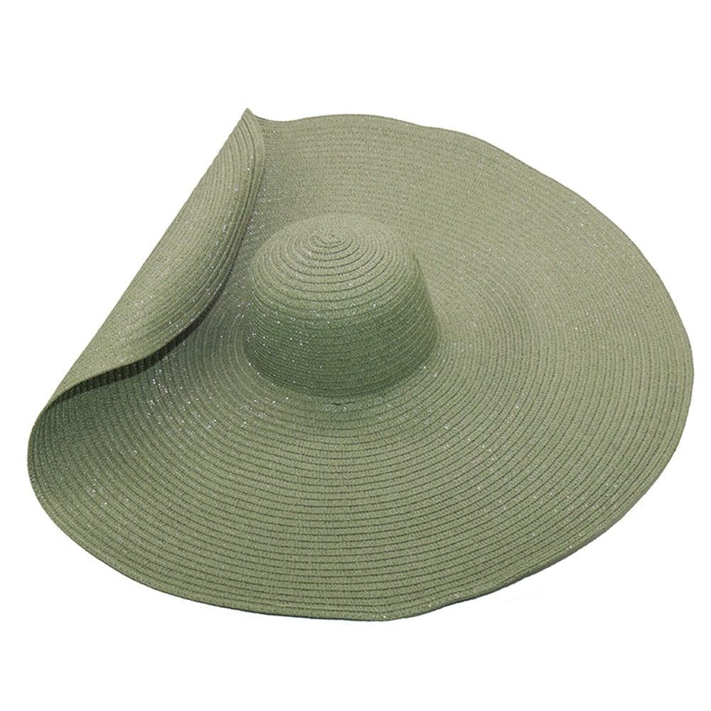 Boho Hat, Sun Beach Hat, Extra Wide Brim Paper Hat, Floria in Black, Olive, Blue and 20 colors  (Soft, 25 cm)