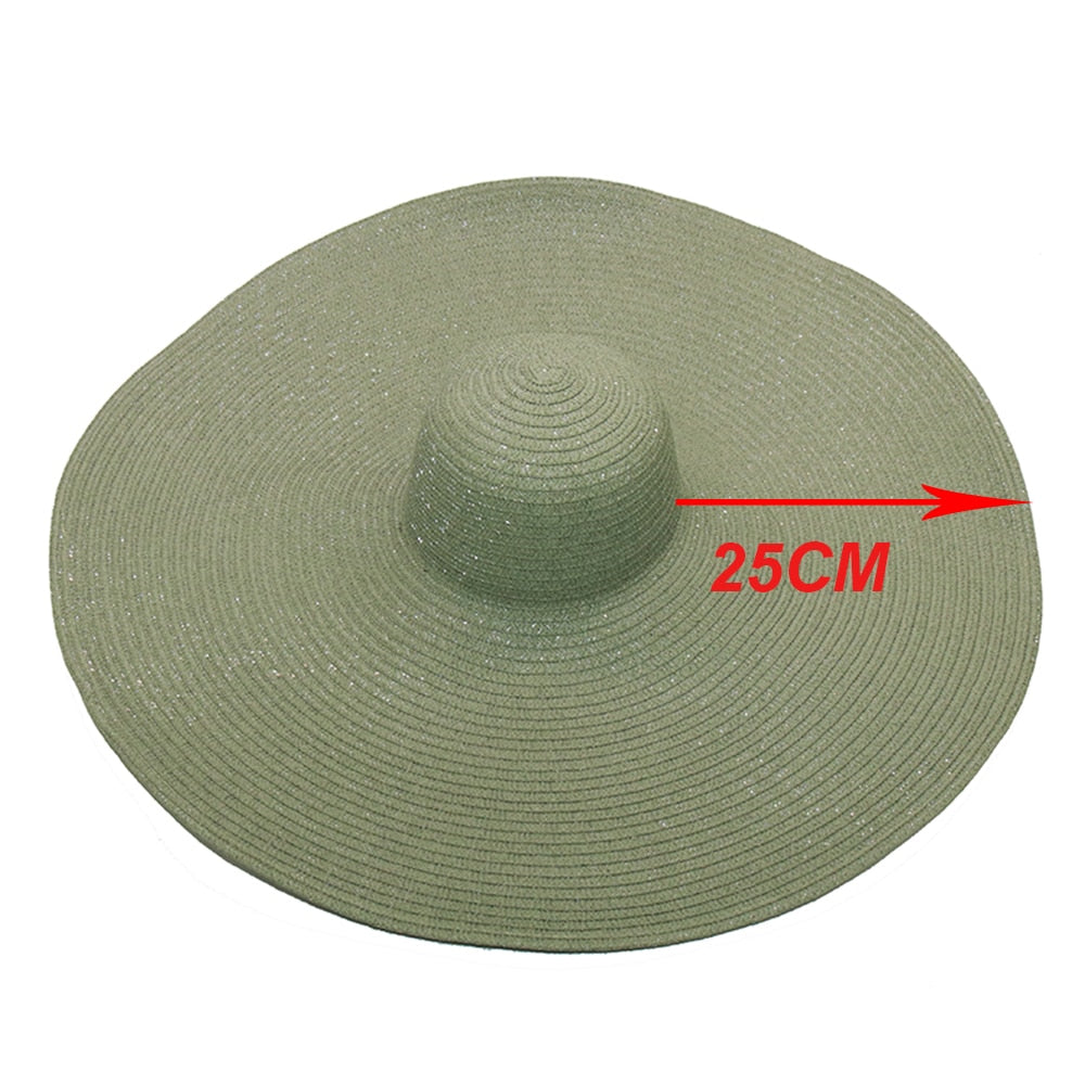 Boho Hat, Sun Beach Hat, Extra Wide Brim Paper Hat, Floria in Black, Olive, Blue and 20 colors  (Soft, 25 cm)