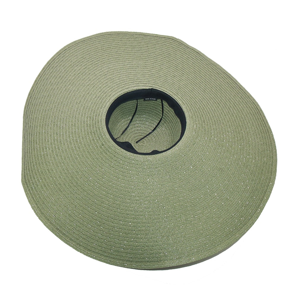 Boho Hat, Sun Beach Hat, Extra Wide Brim Paper Hat, Floria in Black, Olive, Blue and 20 colors  (Soft, 25 cm)