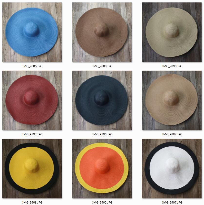 Boho Hat, Sun Beach Hat, Extra Wide Brim Paper Hat, Floria in Black, Olive, Blue and 20 colors  (Soft, 25 cm)