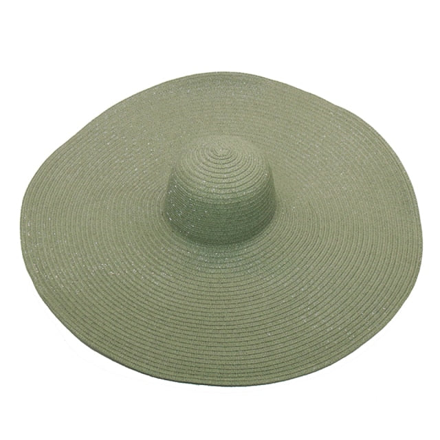 Boho Hat, Sun Beach Hat, Extra Wide Brim Paper Hat, Floria in Black, Olive, Blue and 20 colors  (Soft, 25 cm)