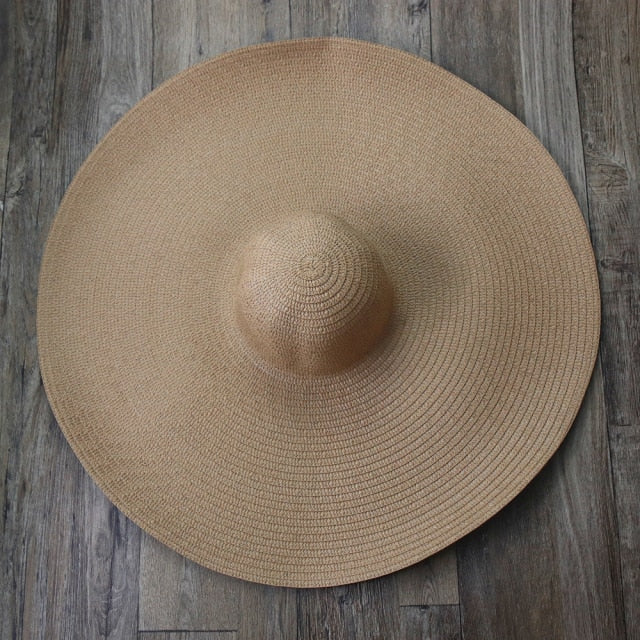 Boho Hat, Sun Beach Hat, Extra Wide Brim Paper Hat, Floria in Black, Olive, Blue and 20 colors  (Soft, 25 cm)