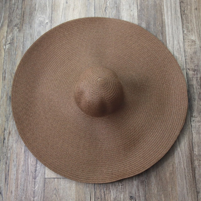 Boho Hat, Sun Beach Hat, Extra Wide Brim Paper Hat, Floria in Black, Olive, Blue and 20 colors  (Soft, 25 cm)