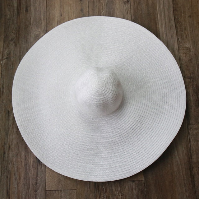 Boho Hat, Sun Beach Hat, Extra Wide Brim Paper Hat, Floria in Black, Olive, Blue and 20 colors  (Soft, 25 cm)