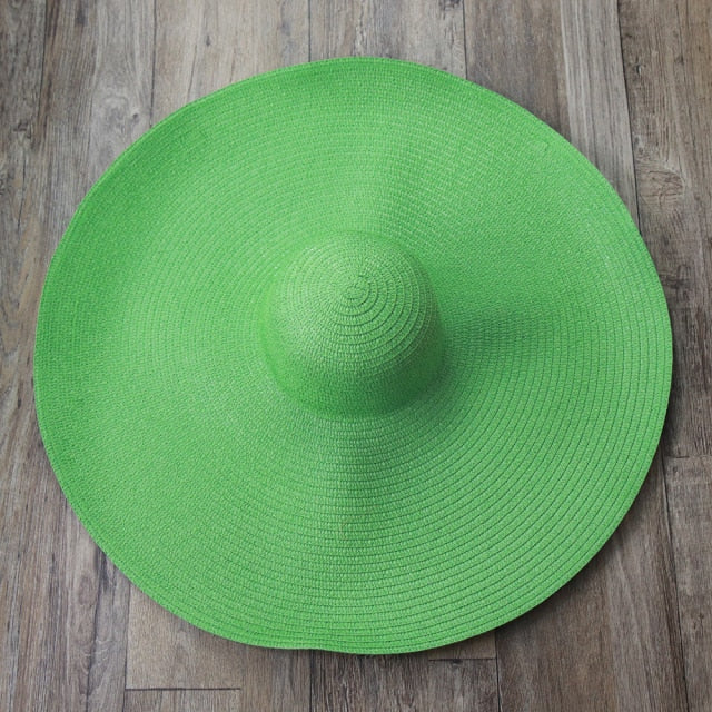 Boho Hat, Sun Beach Hat, Extra Wide Brim Paper Hat, Floria in Black, Olive, Blue and 20 colors  (Soft, 25 cm)