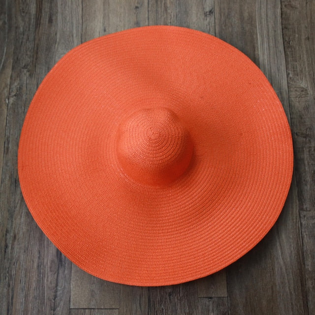 Boho Hat, Sun Beach Hat, Extra Wide Brim Paper Hat, Floria in Black, Olive, Blue and 20 colors  (Soft, 25 cm)
