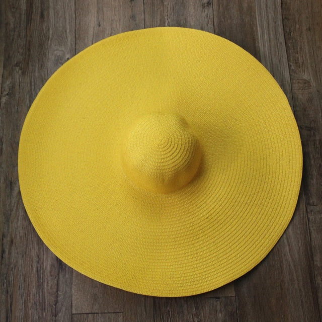 Boho Hat, Sun Beach Hat, Extra Wide Brim Paper Hat, Floria in Black, Olive, Blue and 20 colors  (Soft, 25 cm)