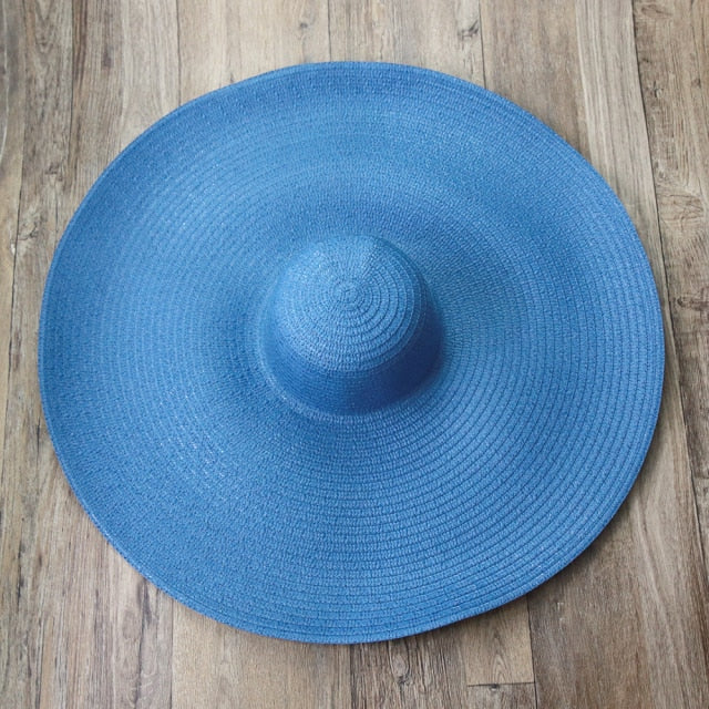 Boho Hat, Sun Beach Hat, Extra Wide Brim Paper Hat, Floria in Black, Olive, Blue and 20 colors  (Soft, 25 cm)