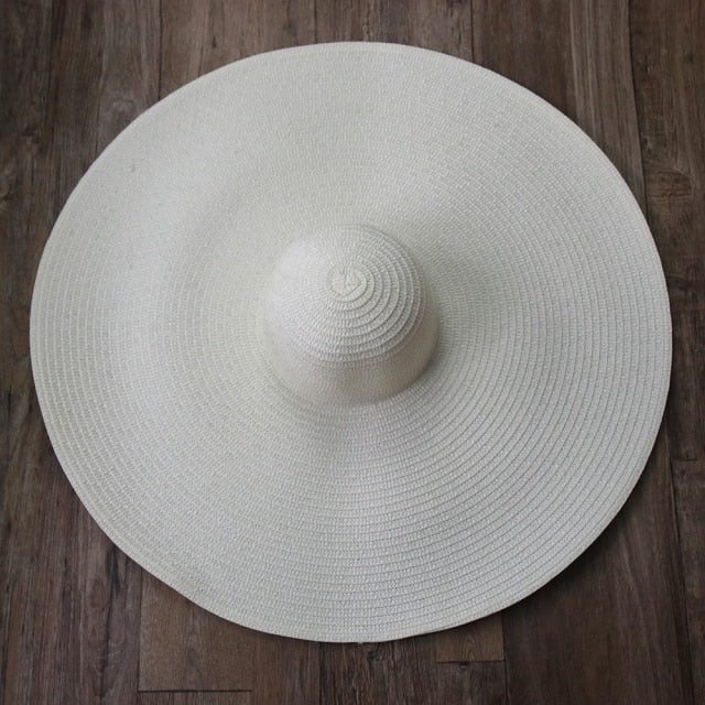 Boho Hat, Sun Beach Hat, Extra Wide Brim Paper Hat, Floria in Black, Olive, Blue and 20 colors  (Soft, 25 cm)