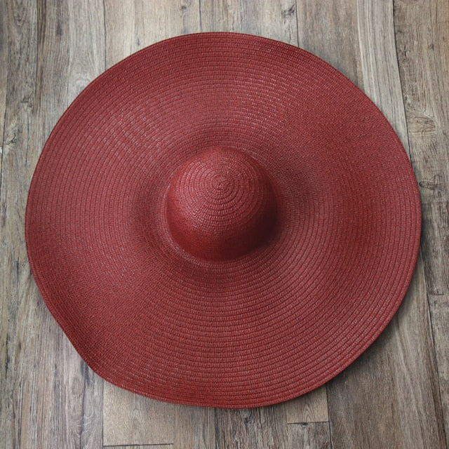 Boho Hat, Sun Beach Hat, Extra Wide Brim Paper Hat, Floria in Black, Olive, Blue and 20 colors  (Soft, 25 cm)