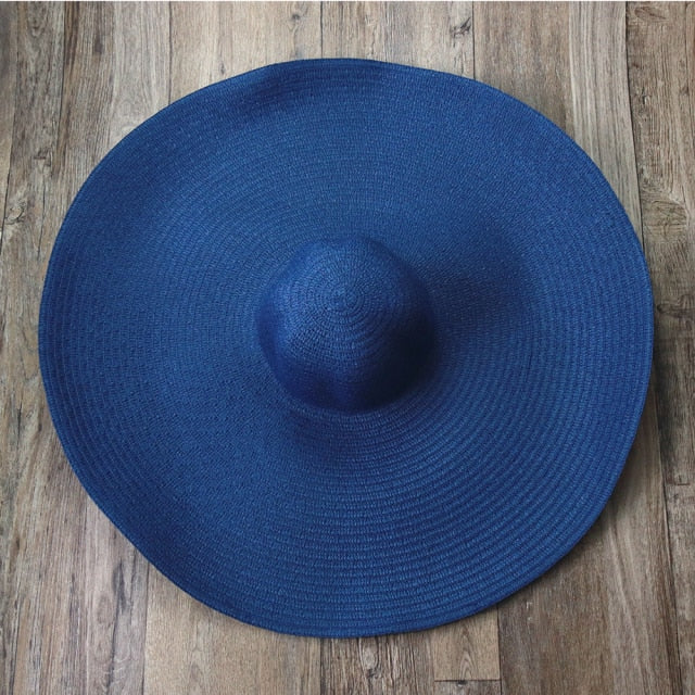 Boho Hat, Sun Beach Hat, Extra Wide Brim Paper Hat, Floria in Black, Olive, Blue and 20 colors  (Soft, 25 cm)