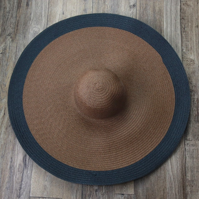 Boho Hat, Sun Beach Hat, Extra Wide Brim Paper Hat, Floria in Black, Olive, Blue and 20 colors  (Soft, 25 cm)