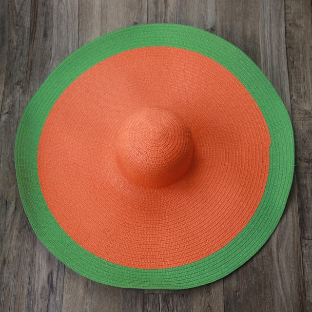 Boho Hat, Sun Beach Hat, Extra Wide Brim Paper Hat, Floria in Black, Olive, Blue and 20 colors  (Soft, 25 cm)
