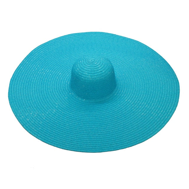 Boho Hat, Sun Beach Hat, Extra Wide Brim Paper Hat, Floria in Black, Olive, Blue and 20 colors  (Soft, 25 cm)
