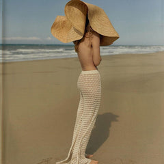 Boho Hat, Sun Beach Hat, Extra Wide Brim Raffia Hat, Luciana in Beige (brim 25 cm)