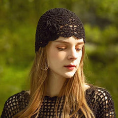 Boho Hat, Crochet Bucket Hat, Emmie Flower in Black, White, Yellow and Beige