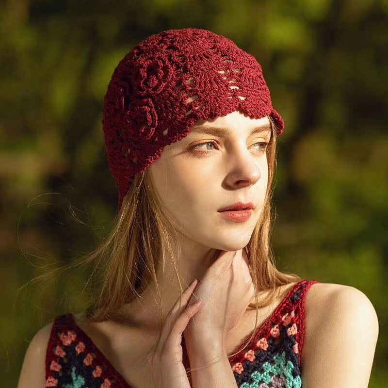 Boho Hat, Crochet Bucket Hat, Emmie Flower in Black, White, Yellow and Beige