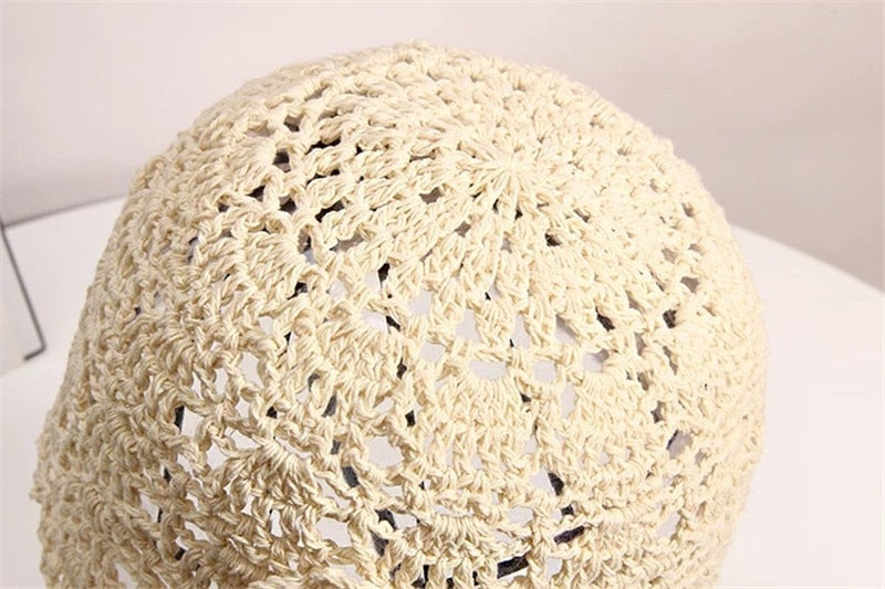 Boho Hat, Crochet Bucket Hat, Emmie Flower in Black, White, Yellow and Beige