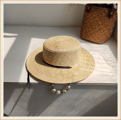 Boho Hat, Beach Sun Hat, Brim Straw Hat, Analia Peal Strap