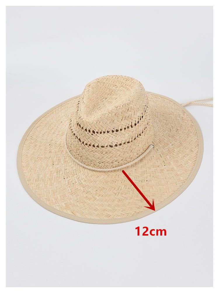 Boho Hat, Beach Sun Hat, Wide Brim Straw Hat, Belen White Robe Strap