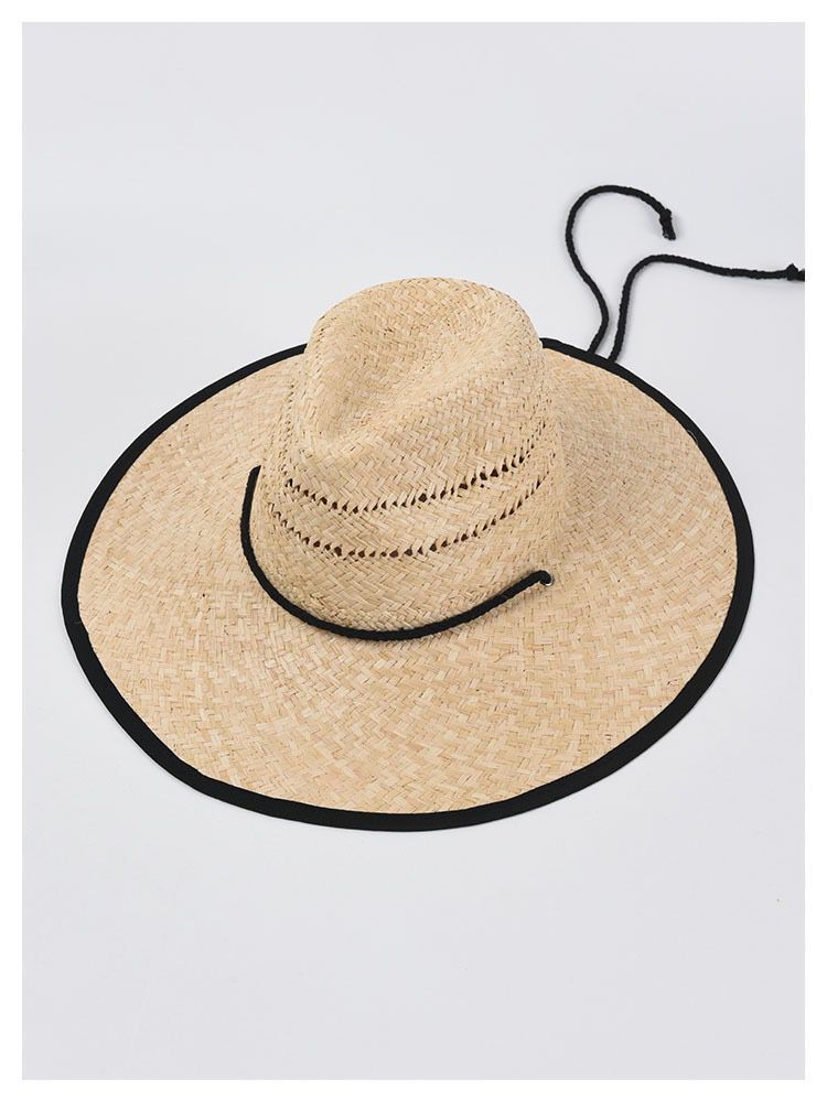 Boho Hat, Beach Sun Hat, Wide Brim Straw Hat, Belen White Robe Strap