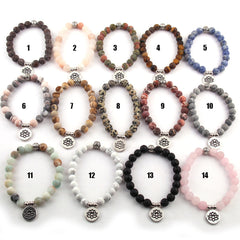 Boho Bracelet, RH Yoga Bracelet, Natural Stone Mala Lotus