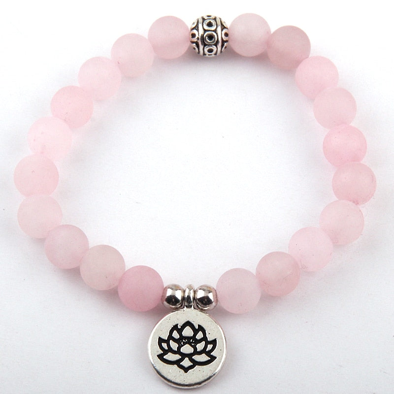 Boho Bracelet, RH Yoga Bracelet, Natural Stone Mala Lotus