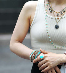 Boho Necklace, Labradorite, Rhinestone