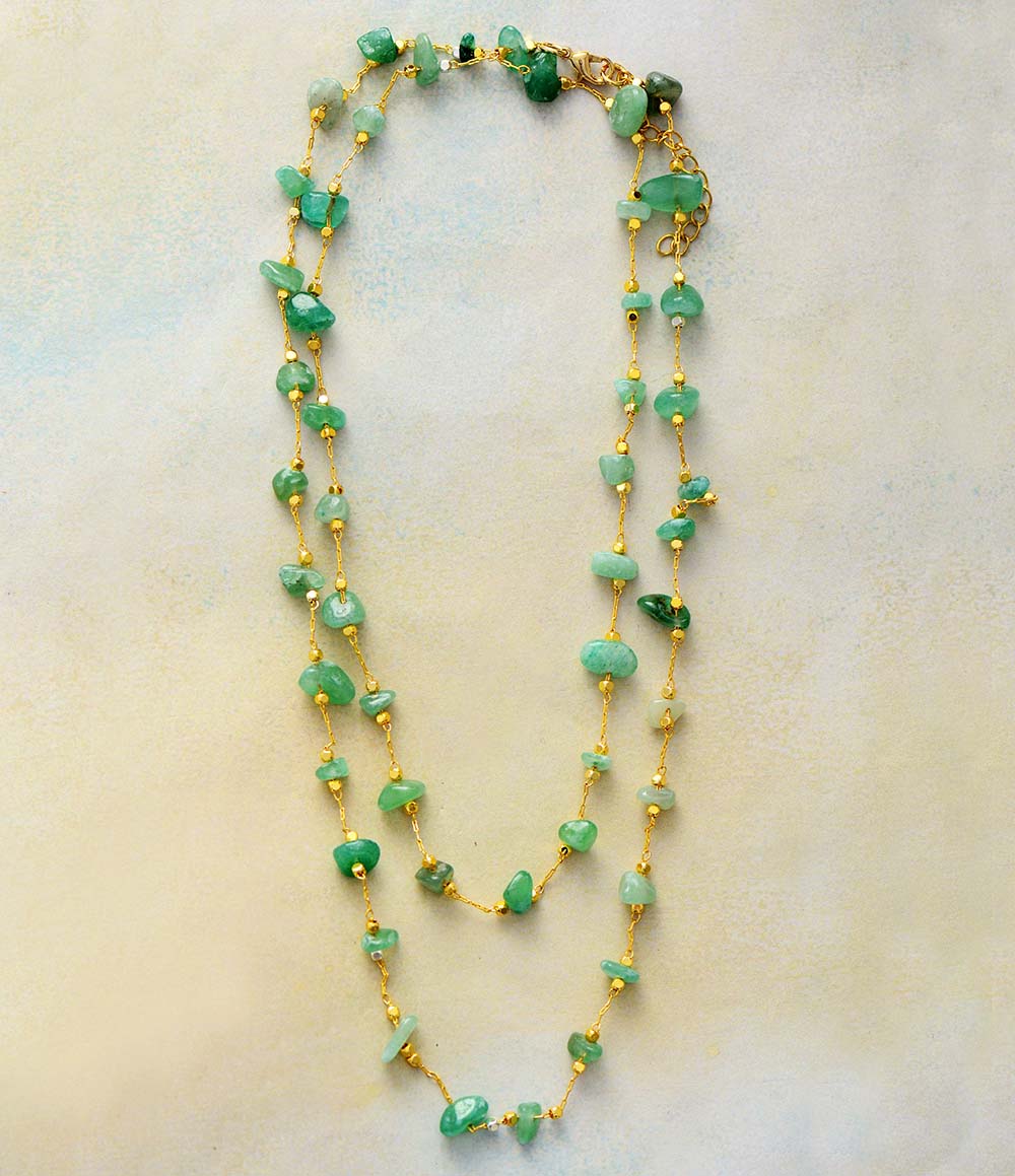 Boho Necklace, Aventurine Lariat Necklace