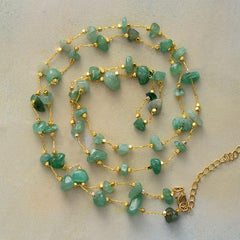 Boho Necklace, Aventurine Lariat Necklace
