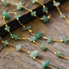 Boho Necklace, Aventurine Lariat Necklace