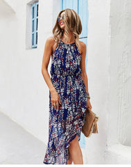Boho Midi Dress, Sundress Ottilie in Navy
