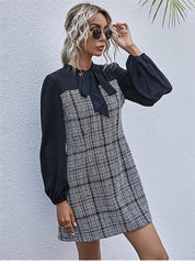Boho Mini Dress Autumn Dress, Janitor in Navy