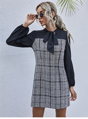 Boho Mini Dress Autumn Dress, Janitor in Navy