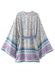 Boho Robe, Kimono Robe,  Beach Cover up, Short Robe, Irma Blue Lilac