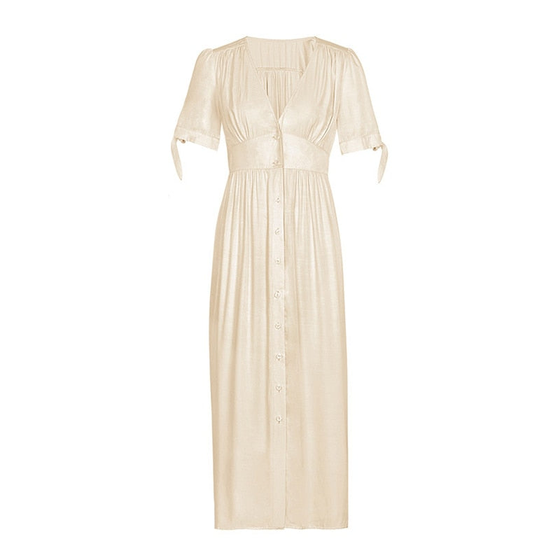 Boho Maxi Dress, Sundress, Talia in White Apricot
