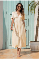 Boho Maxi Dress, Sundress, Talia in White Apricot