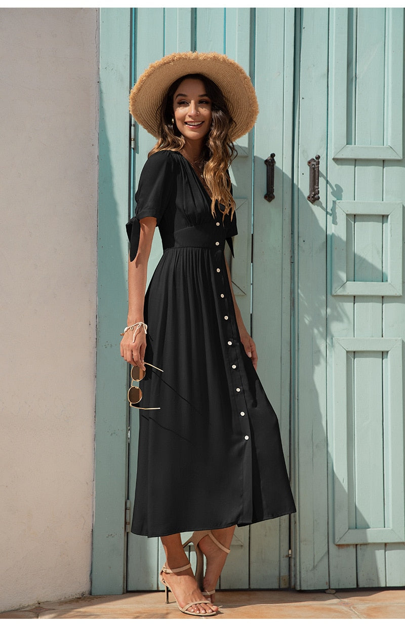 Boho Maxi Dress, Sundress, Talia in Black