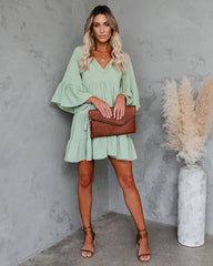 Boho Mini Dress Tunic Dress, Sundress, Julianna in Mint Green