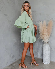 Boho Mini Dress Tunic Dress, Sundress, Julianna in Mint Green