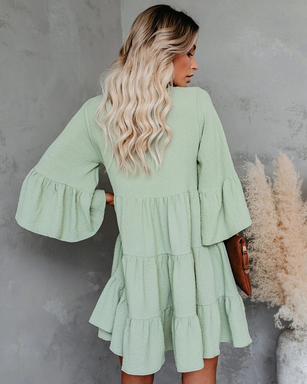 Boho Mini Dress Tunic Dress, Sundress, Julianna in Mint Green