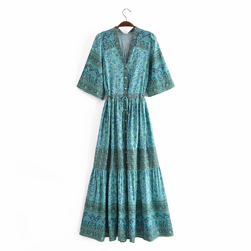 Boho Maxi Dress, Gown, Adrienne Oasis and Desert