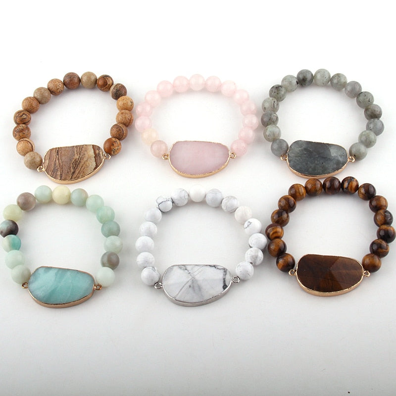 Boho Bracelet, RH Yoga Bracelet, Amazonite Natural Stone