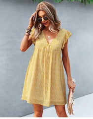 Boho Mini Dress Sundress, Ava in Yellow