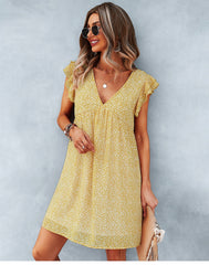 Boho Mini Dress Sundress, Ava in Yellow